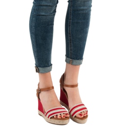 Primavera Sandálias casuais de cunha vermelho 2