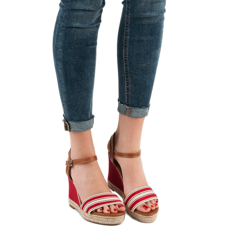 Primavera Sandálias casuais de cunha vermelho 2
