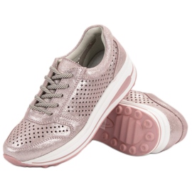 Filippo Sapatos de brocado de couro rosa 1