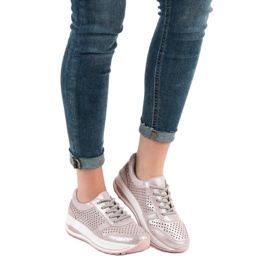 Filippo Sapatos de brocado de couro rosa 2