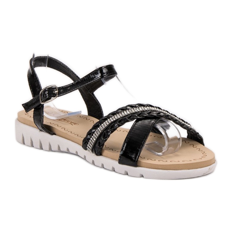 Groto Gogo Sandálias com Cristais preto 1