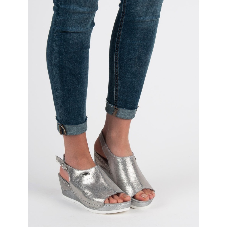 Filippo Sandálias folheadas de couro cinza 1