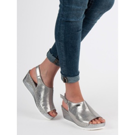 Filippo Sandálias folheadas de couro cinza 2