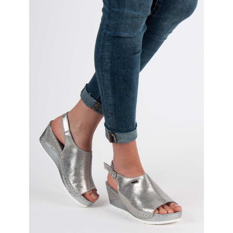 Filippo Sandálias folheadas de couro cinza 2