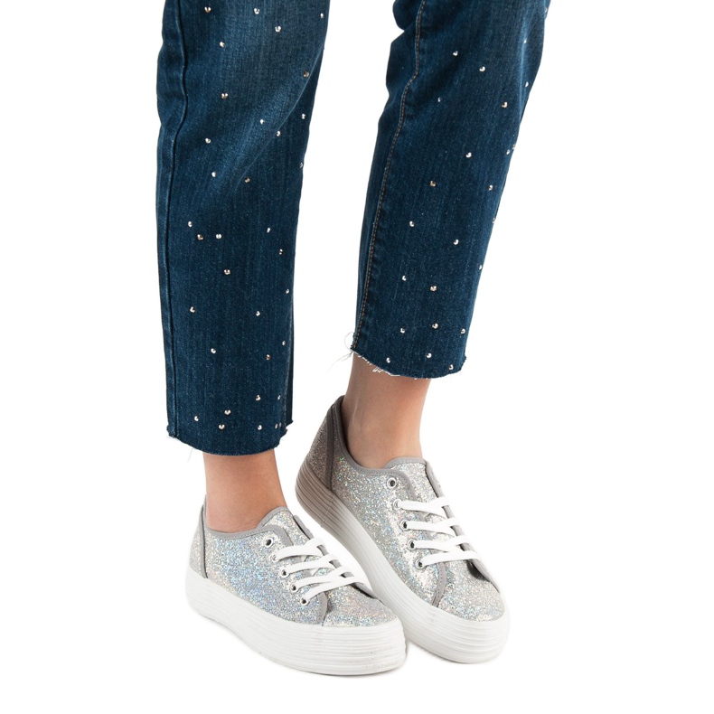 SHELOVET Tênis Com Brilho cinza 1