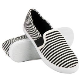 SHELOVET Slipons listrados branco preto 1