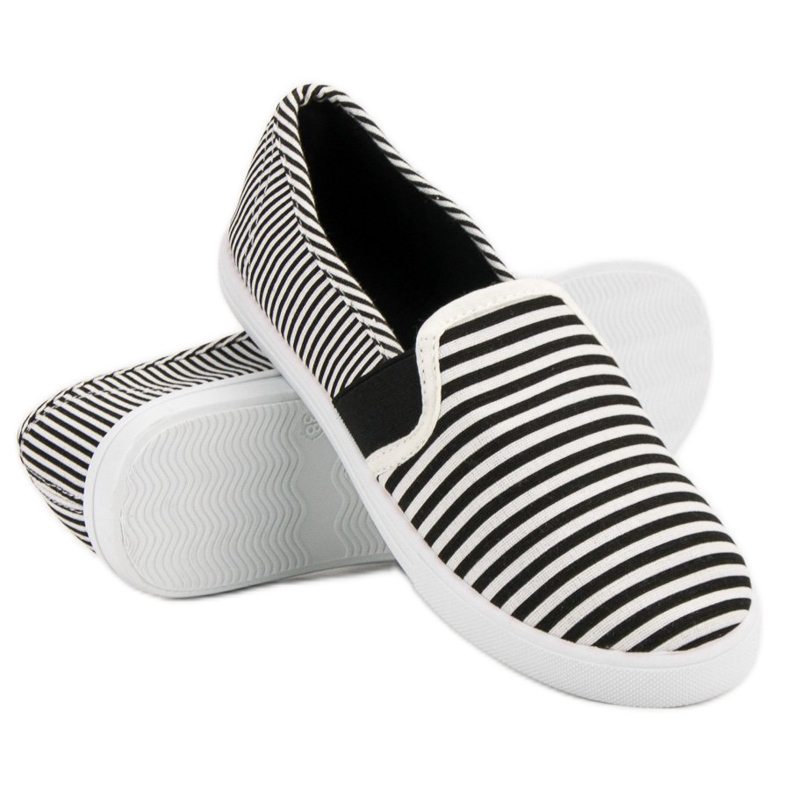 SHELOVET Slipons listrados branco preto 1
