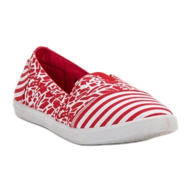 Sweet Shoes Slipons com padrão branco vermelho 1