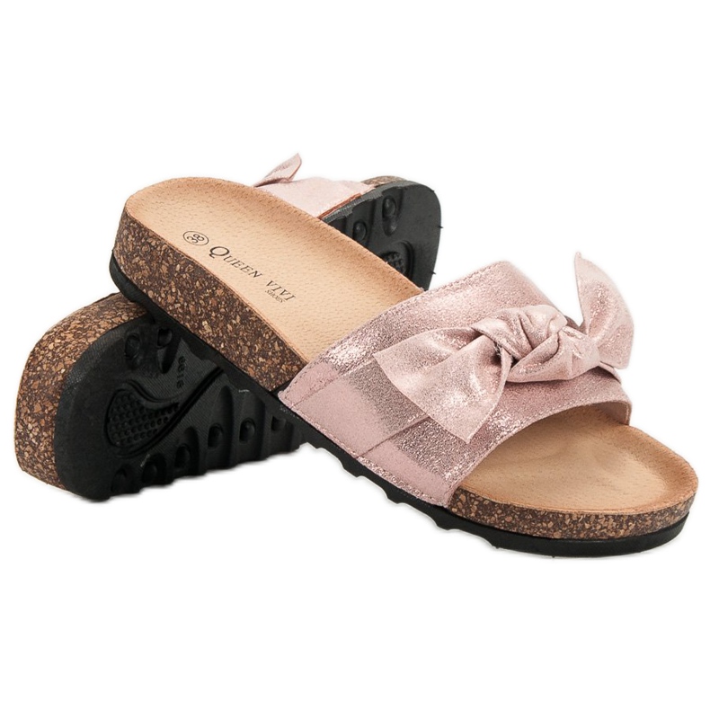 Queen Vivi Chinelos casuais com brilho rosa 1