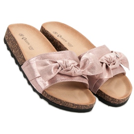 Queen Vivi Chinelos casuais com brilho rosa 2