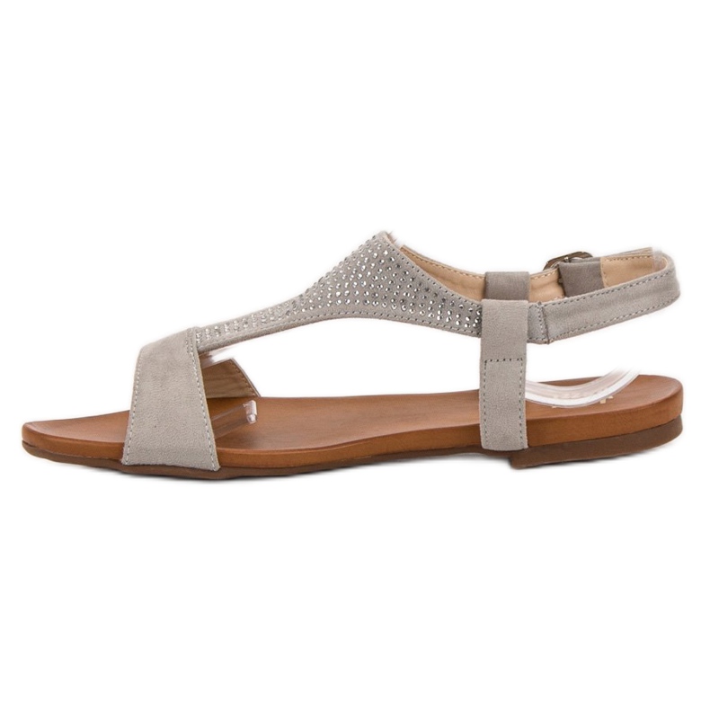 SHELOVET Sandálias com Cristais cinza 1