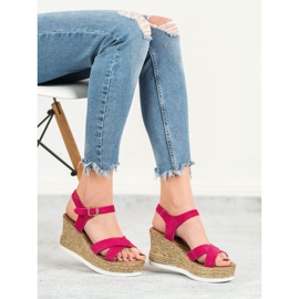 JESSY ROSS Sandálias de camurça fúcsia rosa 2