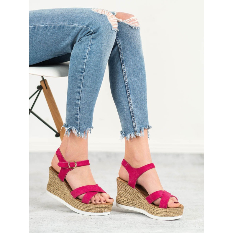 JESSY ROSS Sandálias de camurça fúcsia rosa 2