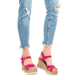 JESSY ROSS Sandálias de camurça fúcsia rosa 1