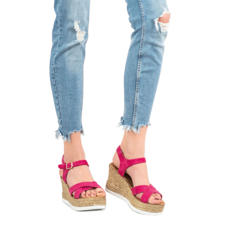 JESSY ROSS Sandálias de camurça fúcsia rosa 1