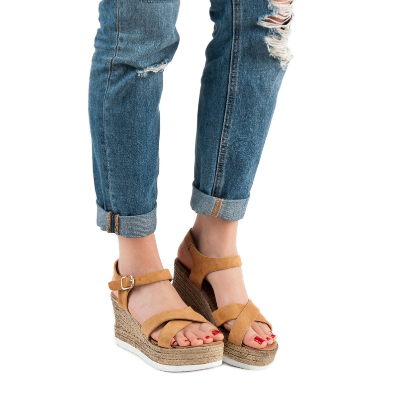 JESSY ROSS Sandálias Camel Suede castanho 1