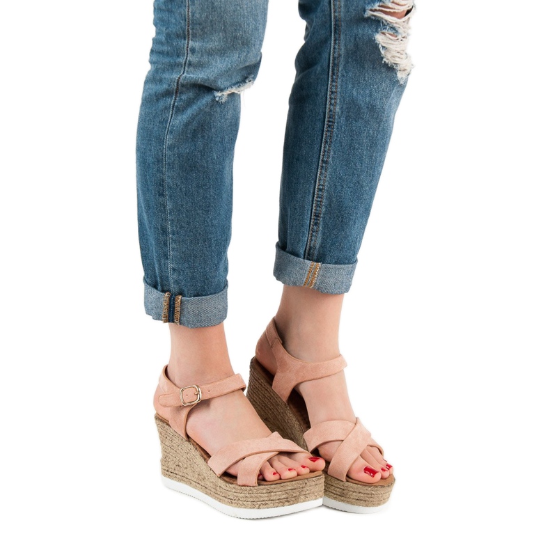 JESSY ROSS Sandálias de camurça em pó rosa 1