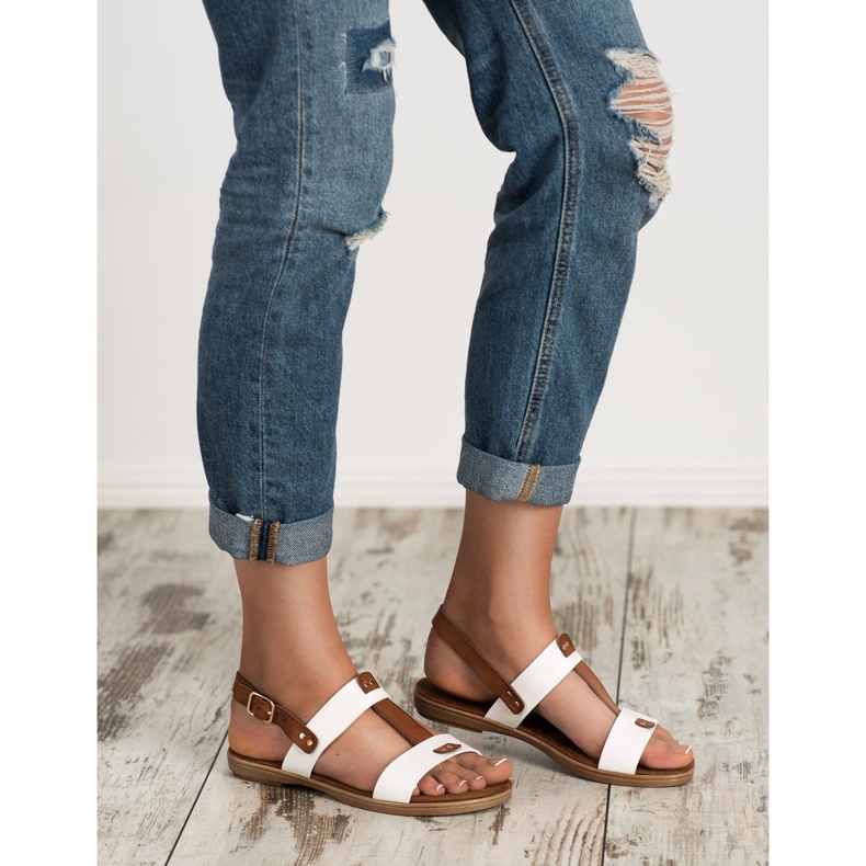 Evento Sandálias de fivela branco castanho 1
