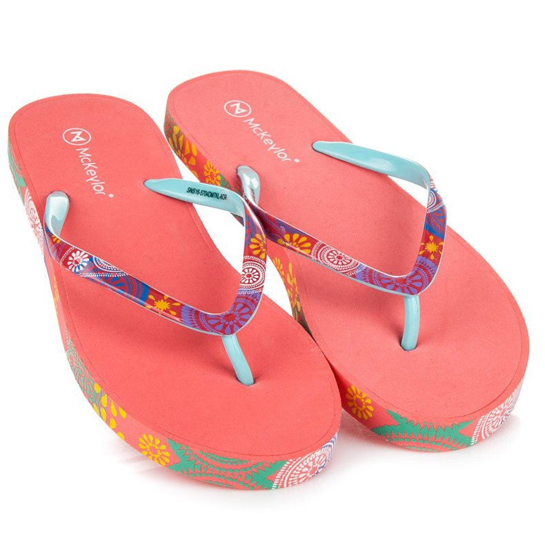 Mckeylor Chinelos femininos coral vermelho 1