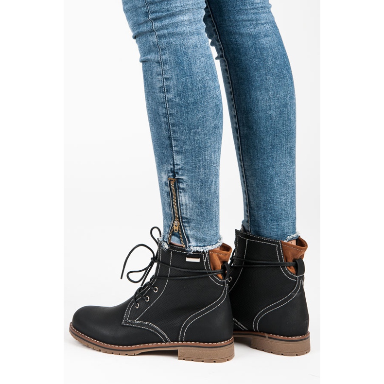 Juliet Botas pretas de salto plano preto 1