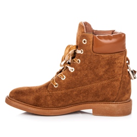 Ideal Shoes Trabalhadores de camurça amarrados com uma fita marrom 1