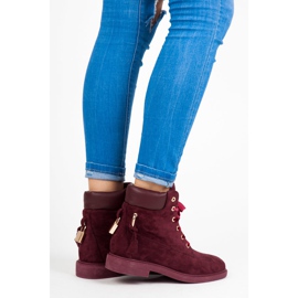 Ideal Shoes Trabalhadores Maroon Amarrado Com Uma Fita vermelho 1