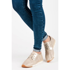 Kylie Tênis amarrados na moda amarelo marrom 1