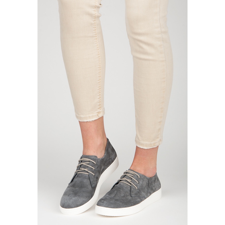 Vinceza sapatos esportivos de couro cinza 2