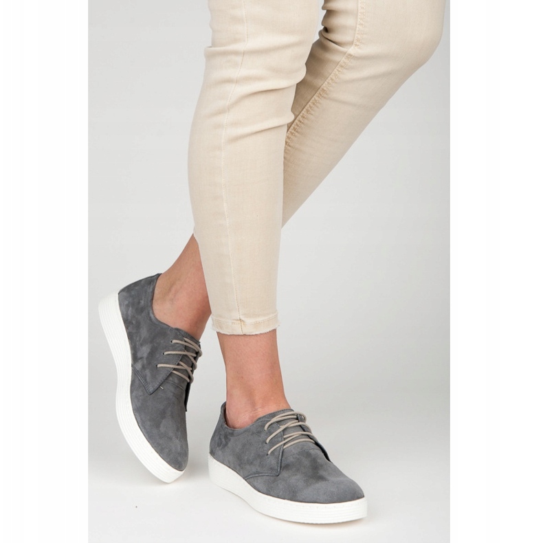 Vinceza sapatos esportivos de couro cinza 1