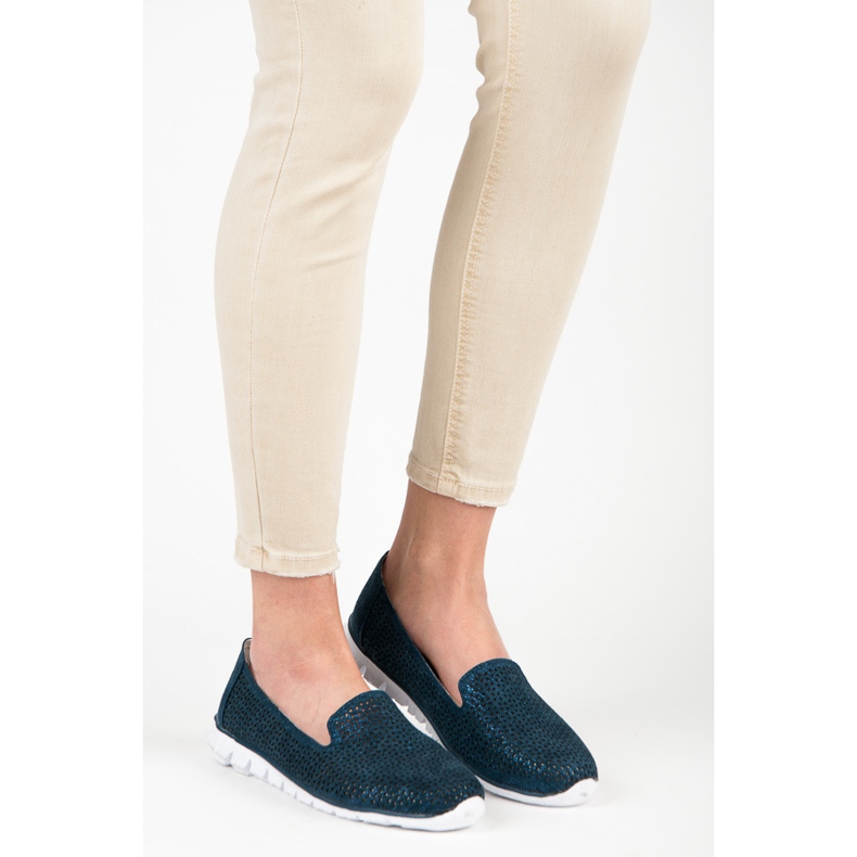 Vinceza Senhores de couro a céu aberto azul marinho 1