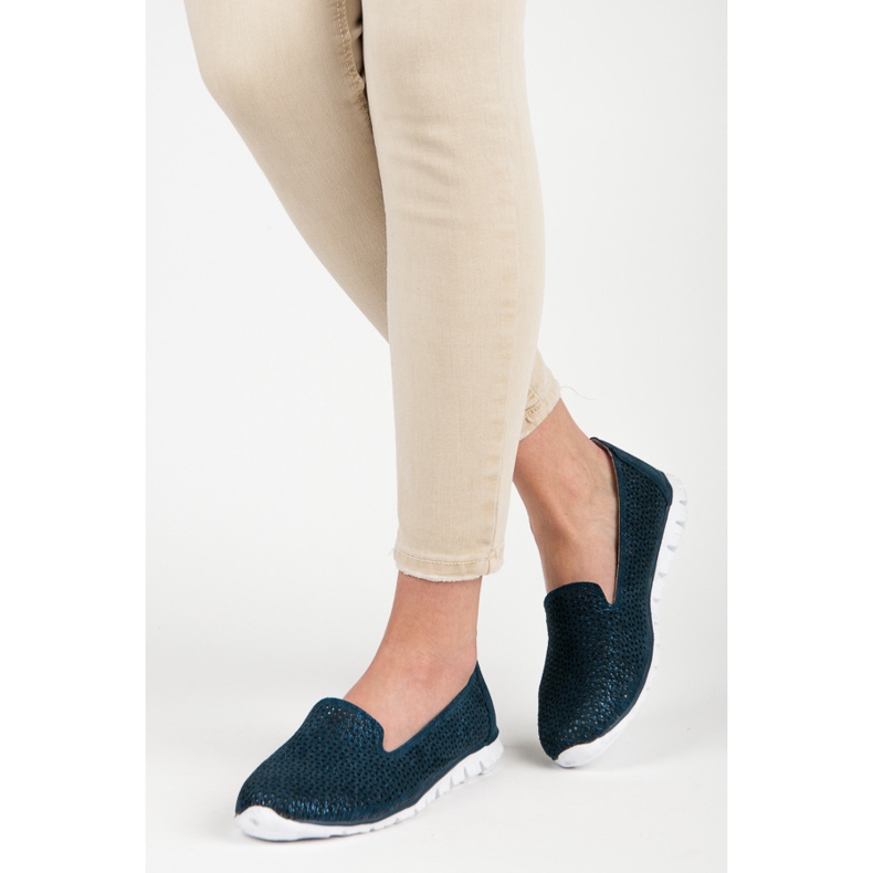 Vinceza Senhores de couro a céu aberto azul marinho 2