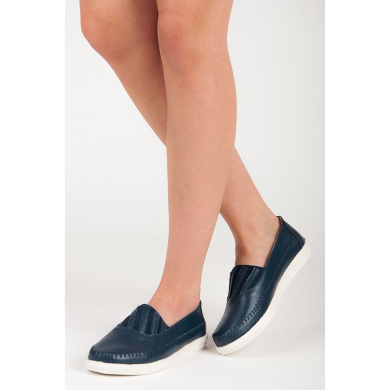 Mocassins de couro VINCEZA azul 1