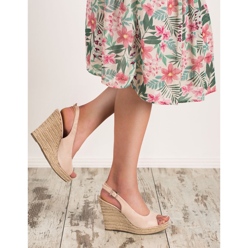 Renda Sandálias de camurça da moda marrom 2