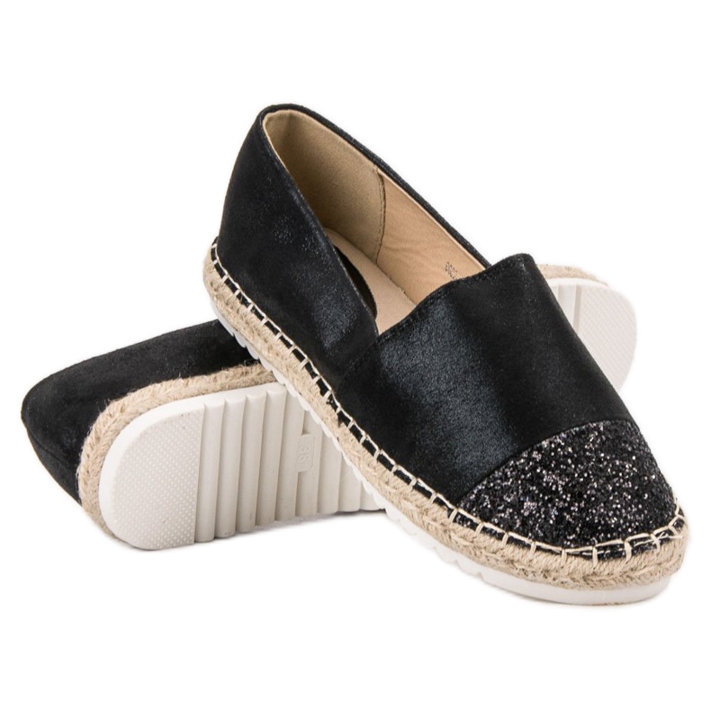 Erynn Sapatos Slip-on Com Glitter preto 2 Erynn Sapatos Slip-on Com Glitter preto 2