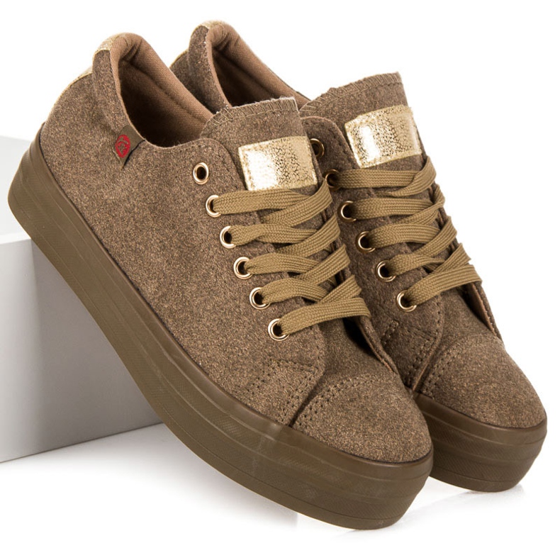 Tony Tênis de veludo na plataforma verde 2