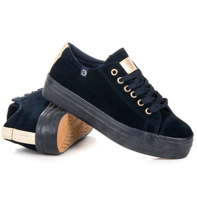 Tony Tênis de veludo na plataforma azul 1