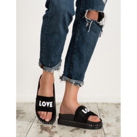 Erynn Amo chinelos de camurça preto 1