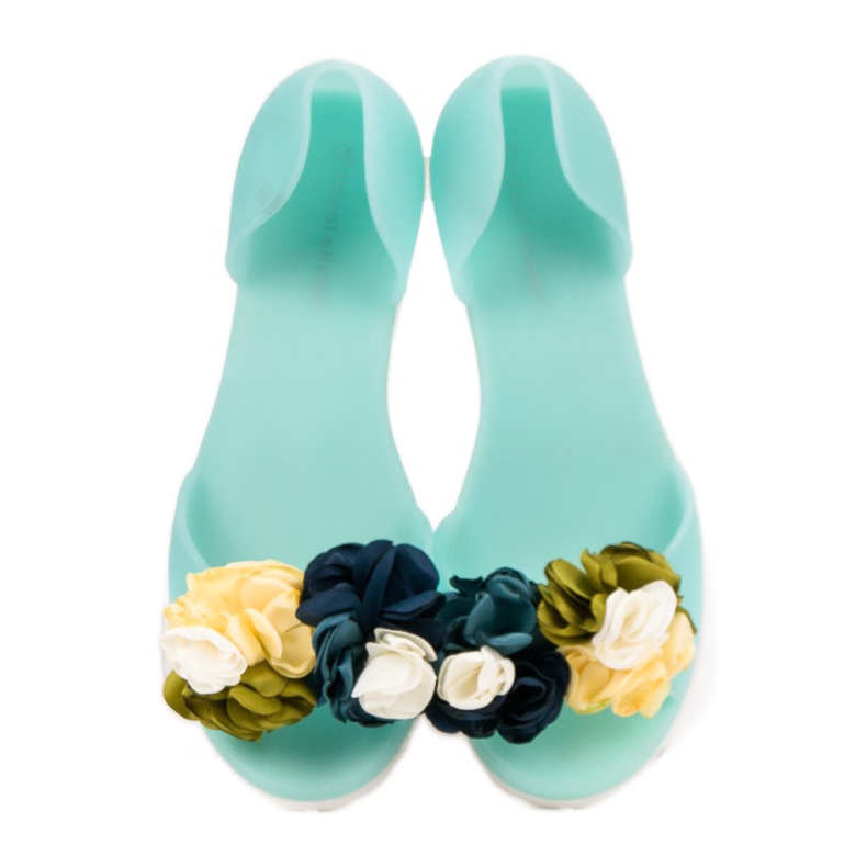 Ideal Shoes Meliski com flores verde 1
