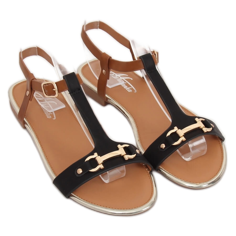 Sandálias femininas pretas 127-97 pretas castanho preto 1