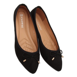Black 8F58 Black bailarinas com dedos amendoados preto 1