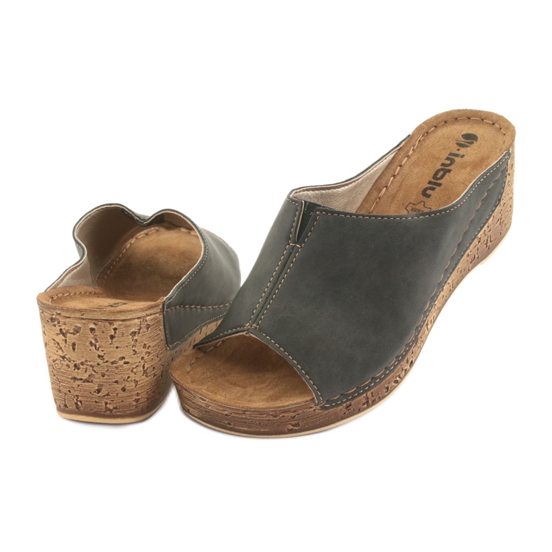 Chinelos femininos cunha Inblu NG002 preto marrom multicolorido 4