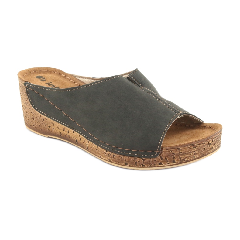 Chinelos femininos cunha Inblu NG002 preto marrom multicolorido 1