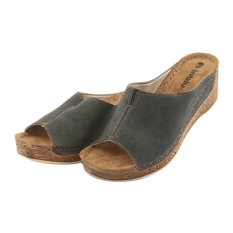 Chinelos femininos cunha Inblu NG002 preto marrom multicolorido 3