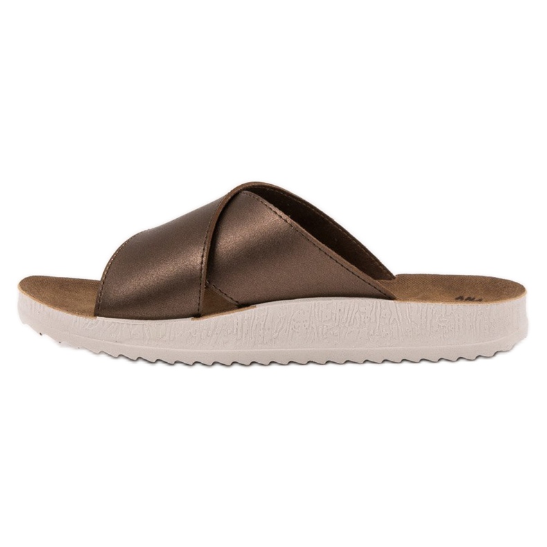 SHELOVET Chinelos de couro ecológico marrom 1