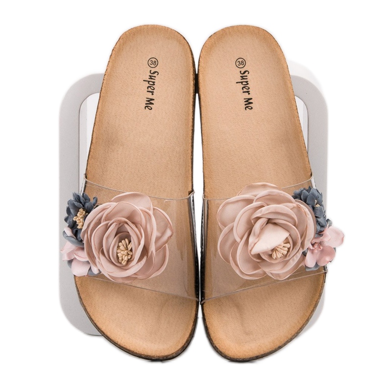Super Me Chinelos com flores castanho multicolorido 1