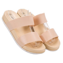 Laura Mode Chinelos de borracha bege 1