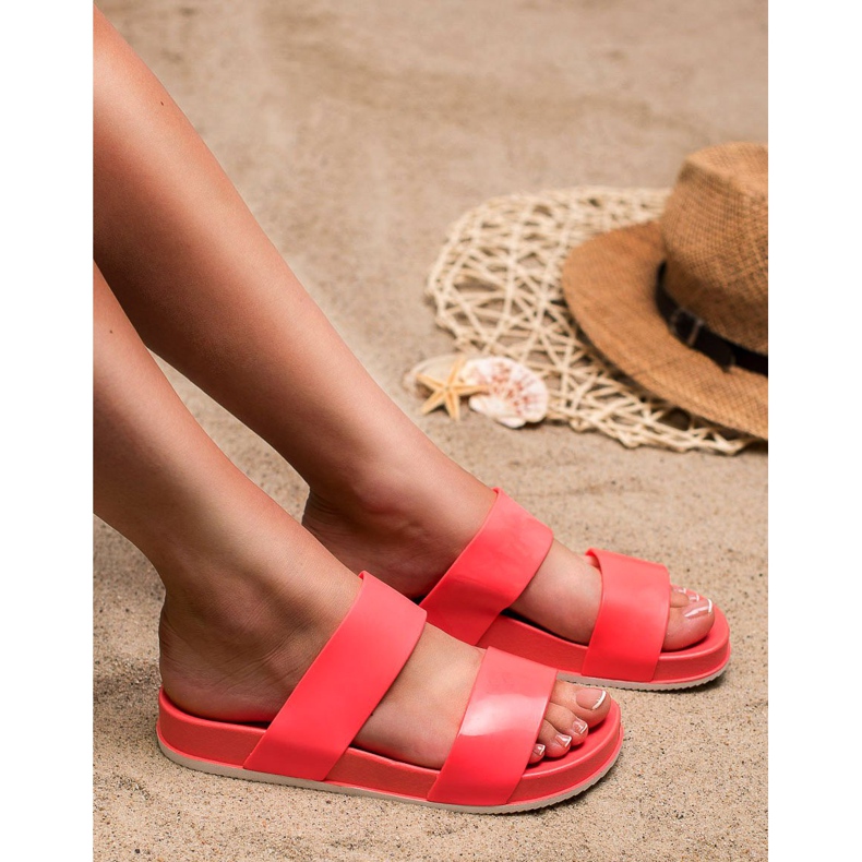 Laura Mode Chinelos de borracha coral vermelho 2