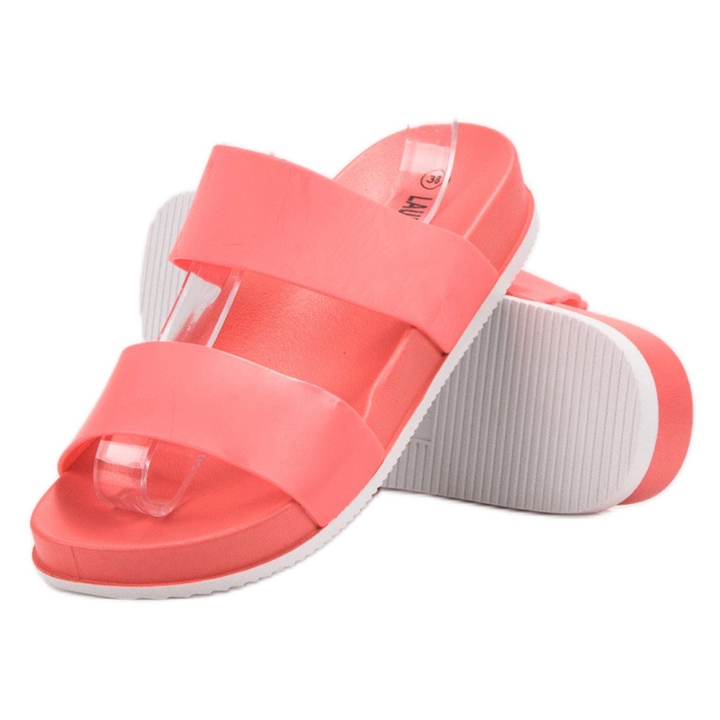 Laura Mode Chinelos de borracha coral vermelho 1