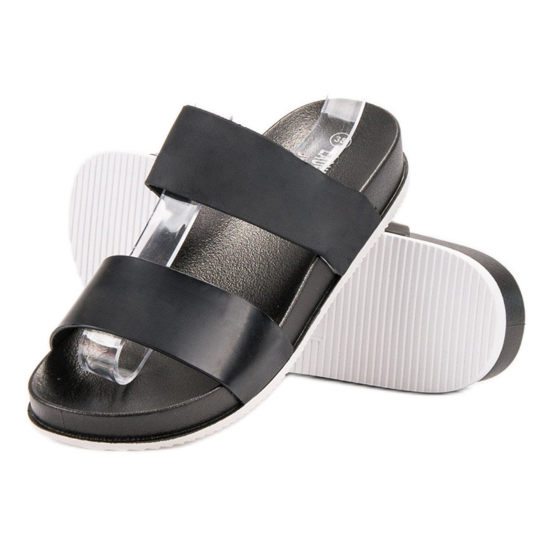 Laura Mode Chinelos de borracha preta preto 1