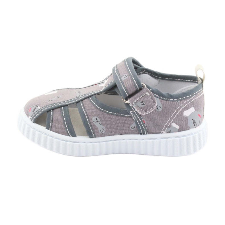Sapatos infantis American Club cinza com Velcro TEN 27/19 branco 2